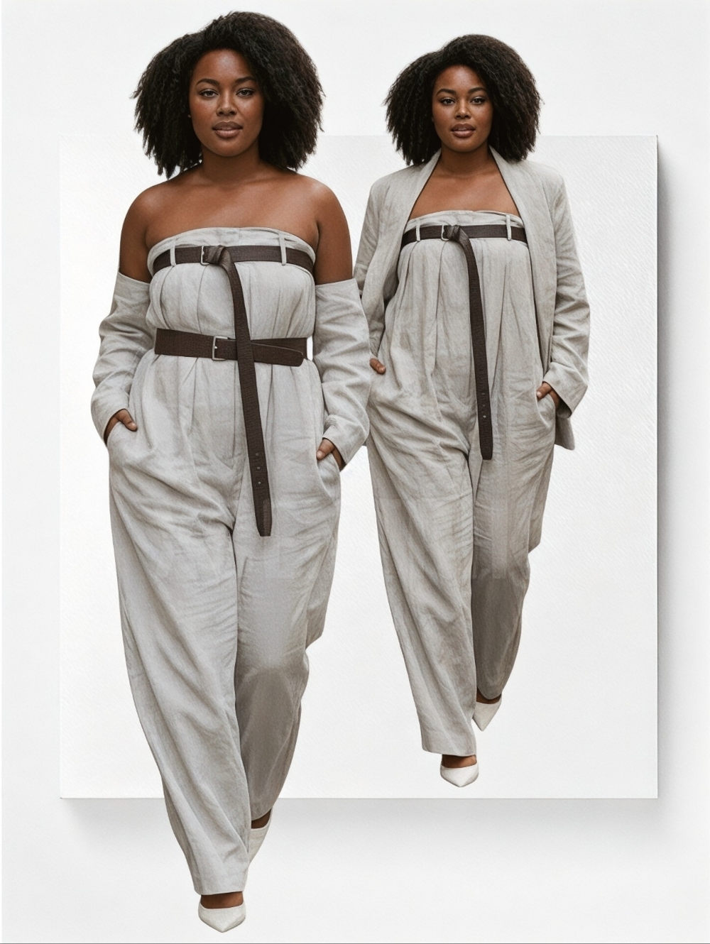 Strapless Wide-Leg Jumpsuit w/ Cinching Accents ▪︎ Curvy ▪︎ Slate ▪︎ XXL - Picture 3 of 16